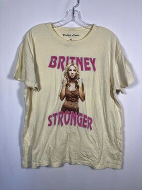 Britney Stronger Graphic Tee in Cream by Britney Spears